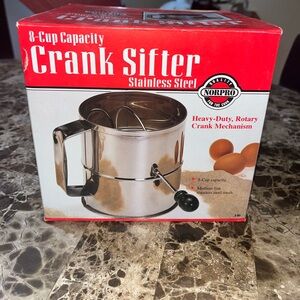 Norpro 8-Cup Capacity Crank Sifter Stainless Steel #146 Rotary Crank Mechanism